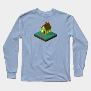 House Isometric Pixel Art Long Sleeve T-Shirt